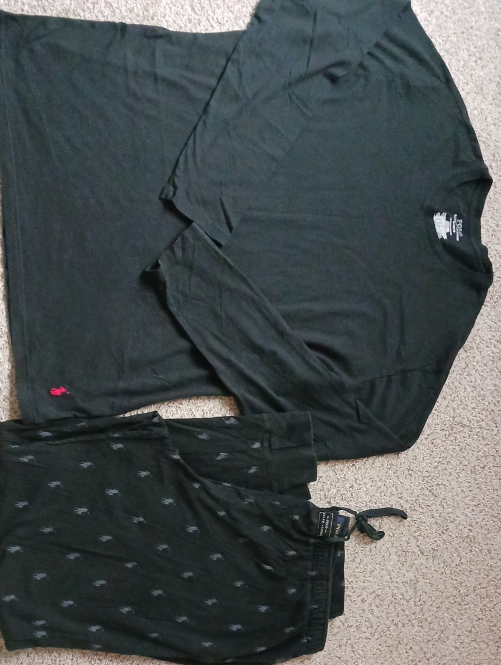 Polo Ralph Lauren Men's Long Sleeve Shirt and Polo All Over Pajama Pants, XL